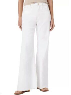 Hudson Jodie High Rise Wide Leg White Jeans 28